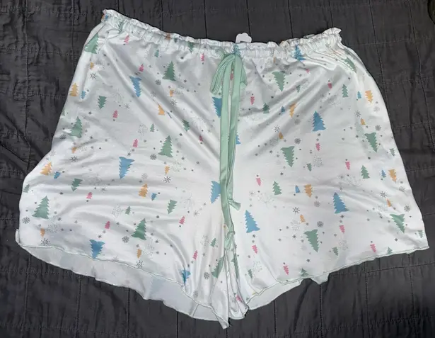 Women's Festive Print Sleep Shorts White Size XL