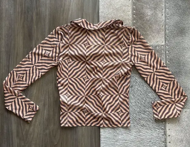 ZARA trippy design sheer top in brown