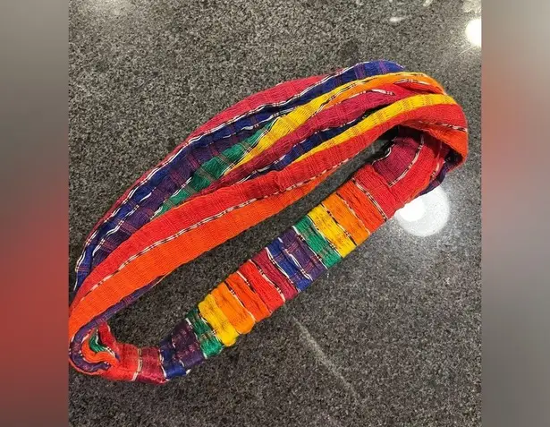 Unbranded Fair Trade Handmade Woven Threaded Fabric Rainbow Stretchy Headband