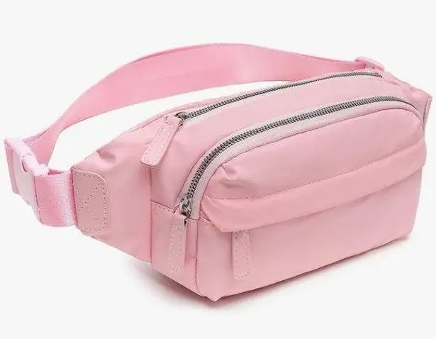 Fanny Pack for Women Pink Cross Body Bags 3 Zipper Pockets Packs Waist Bag OC1