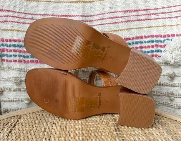 Madewell  The Saige Double-Strap Brown Leather Block Heel Sandals Women’s Size 7