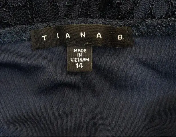 Tiana B . Womens 14 Navy Blue 3/4 Sleeve Lace Dress