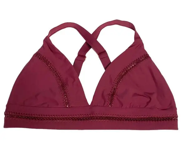 PilyQ ☀︎︎ ︎Ellie Cut Out Detail D Cup Halter Bikini Top ☀︎︎ Wine ☀︎ XL Fits DD