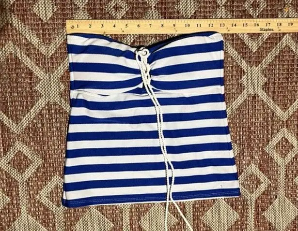 Ralph Lauren  Y2K Style Nautical Striped Lace-Up Bandeau Tankini Top Size Medium