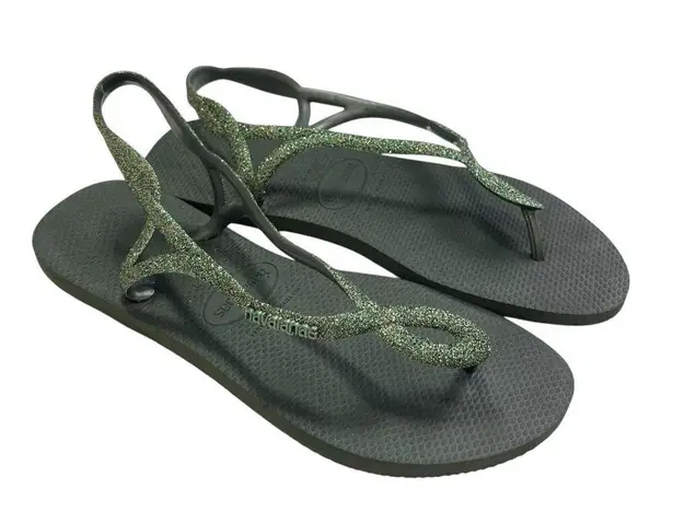 Havaianas Flip Flops 41/42 Green Luna Glitter Sparkle Sandals Women’s