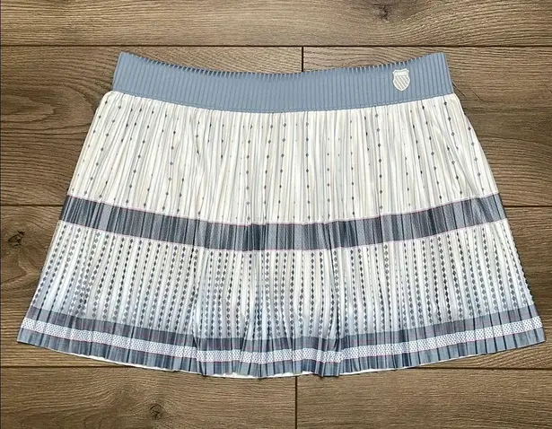 K-Swiss High Rise Pleated Pocket Tennis Skirt Skort Blue White Size Medium