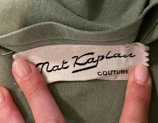 Nat Kaplan Couture Vintage Green Ultra Suede Sleeveless Sheath Dress Size 8