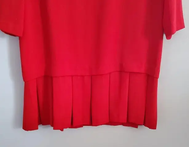 Ms Chaus Vintage Red Long Sleeve Pleated Sheath Midi Dress 14