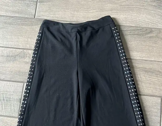 Lysse Black and Silver Wide Leg Pants with Metallic Trim