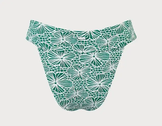 BERLOOK Green Jacquard High Cut Wide Waistband Bikini Bottom ONLY 41