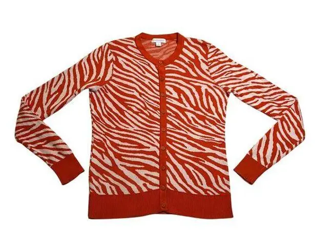 Charter Club Zebra Print Knit Button Up Cardigan Size X-Small Colorful Animal