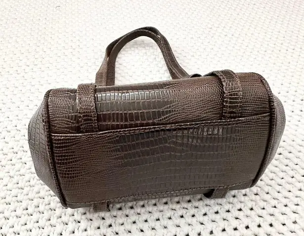 After Five Brown Reptile Textured Leather Framed Small Evening Bag Vintage