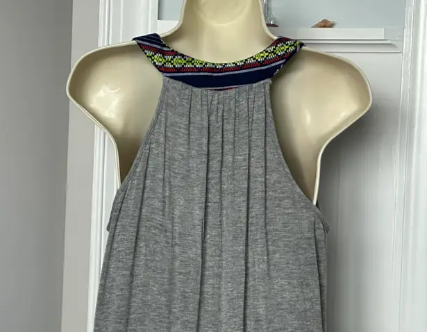Pinkblush Sz S Cute Casual Sleeveless Dress Gray W Denim Type Trim