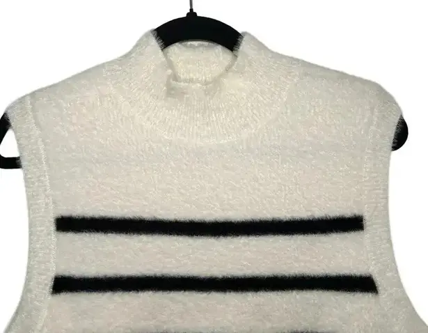 Bailey44 NWT Bailey 44 Soft Fuzzy Moc Turtleneck Sweater Vest Black and Cream Size Large