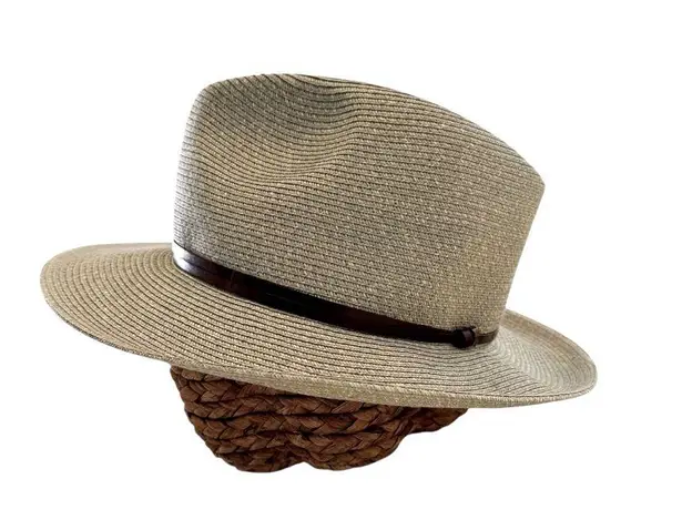Travaux En Cours Straw Fedora Hat in Sage Size 56 Green