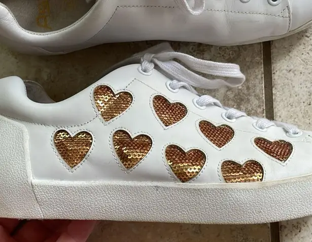Ash Nikita Sequin Heart Leather Sneakers