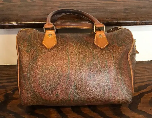 ETRO Red Paisley Boston Travel Bag Speedy 30 Top Handle Tote Lock and Keys