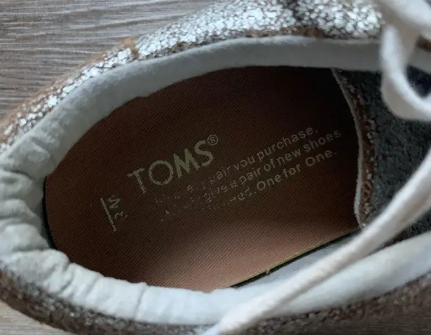 Toms  Lenox Silver Metallic Leather Sneakers 8.5