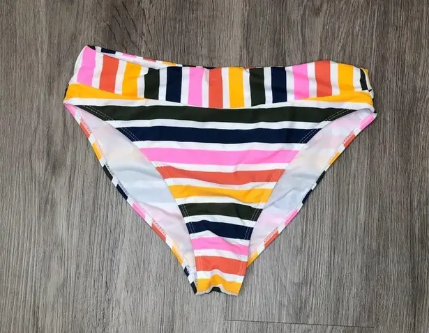 California Waves Women's Baja Striped High-Waist/Leg Bikini Swim Bottoms sz L