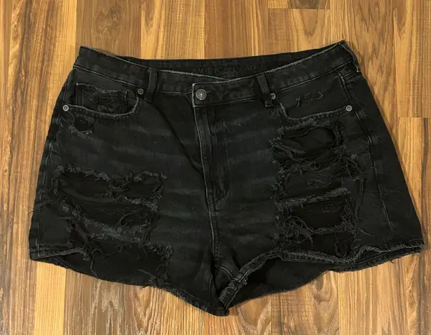 American Eagle Outfitters Black Distressed Denim Mom Shorts