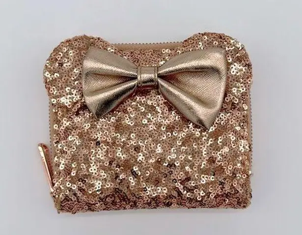 Lounge Fly Disney Rose Gold Sequined Minnie Mouse Wallet with Ears