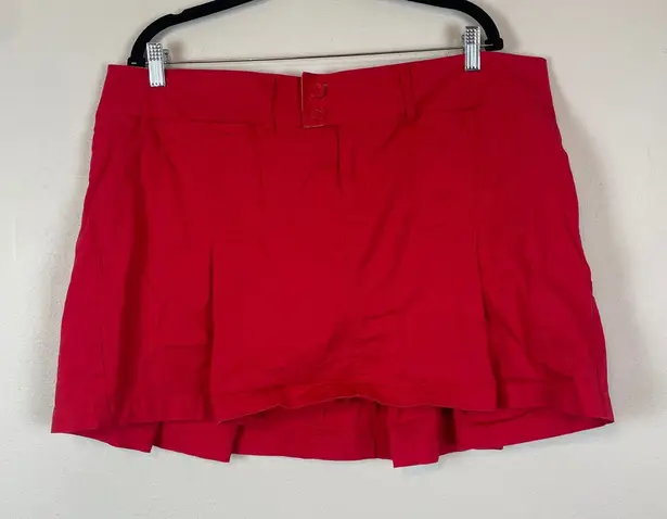 VTG Y2K Jalatex Denim Division Red Pleated Mini Skirt Skort Plus Size 18 Pleated