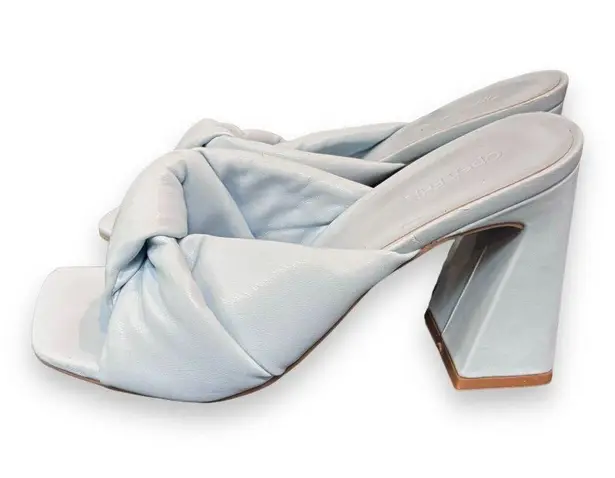 New Open Edit Saydee Sandal Chunky Flared Heel Puffy Knot Blue Skyride Sz 8