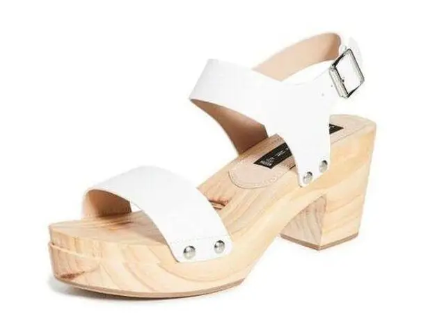 Steven By Steve Madden  White Fabee Clog Buckle Ankle Strap Sandals Size 11