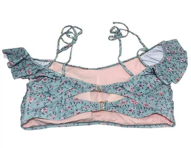 BluC Womens Plus Size 3X Bikini Bathing Suit Top Off Tie Shoulder Strap Floral