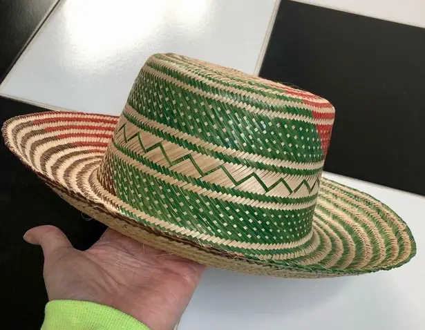 Wayuu NEW Handwoven Sun Hat Boho Artisan Unique One of a Kind Green Red Outdoor