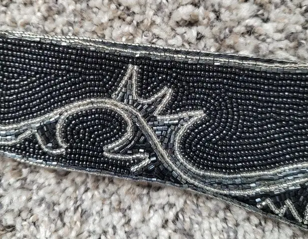 La Regale Black and Silver Beaded Belt