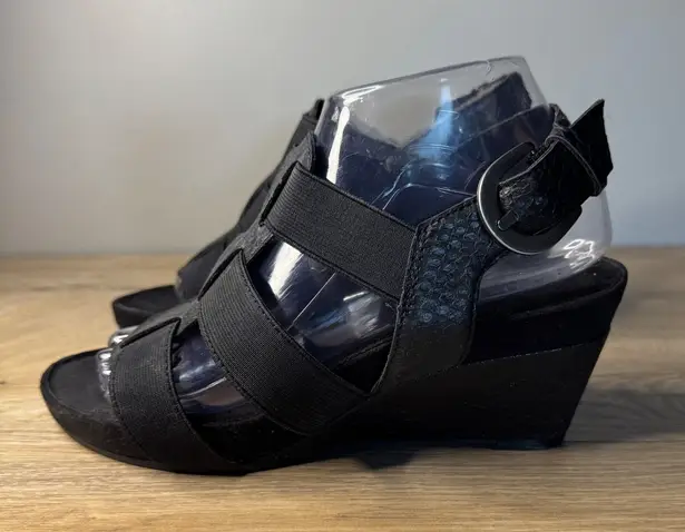 Aerosoles Shoes Womens Black Elastic Strappy Wedge Heel Sandals Shoes Womens 8W