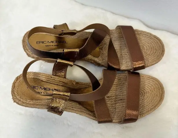 shoes! Eric Michael, bronze, copper, strappy wedge, women’s 9