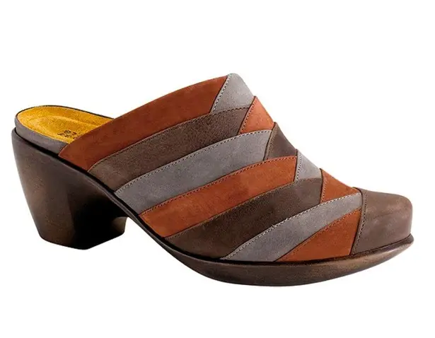 Naot Beyond Brown Spice Multi Slate Heeled Mule Clogs Size 38 / 7 Gray