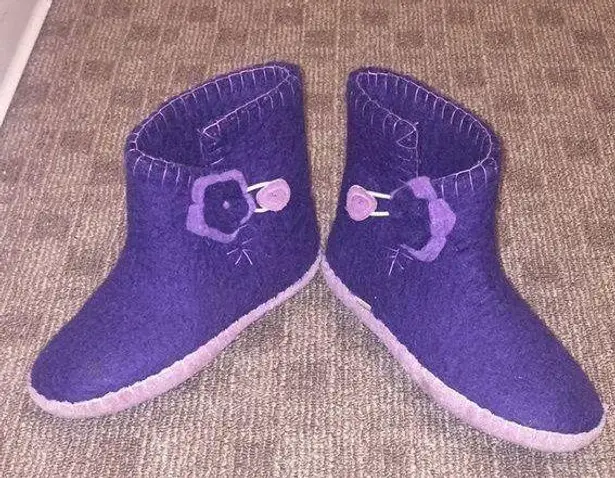 Purple Floral Clemente Wool Slipper Bootie Size 7