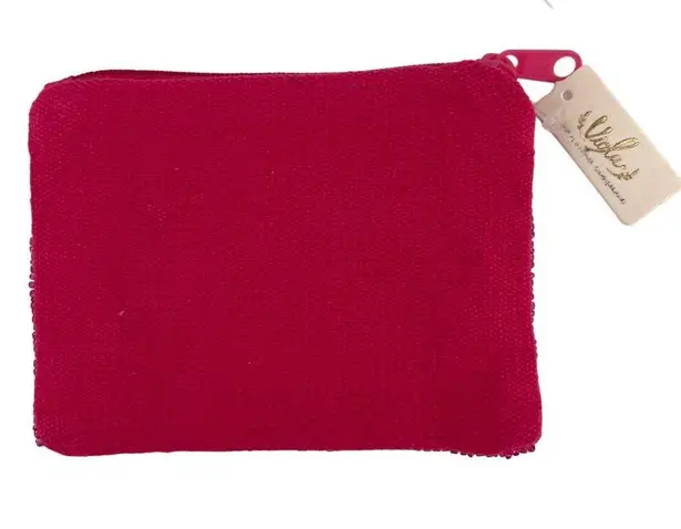 Viola Beaded Glam Coin Purse Hot Pink White NWT O/S