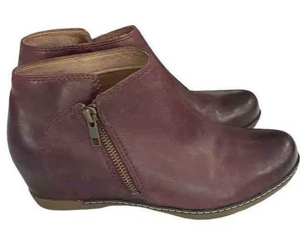 Dansko Burgundy  Leyla Wedge Ankle Boots Booties Shoes Women's Size 37 /6.5-7 US