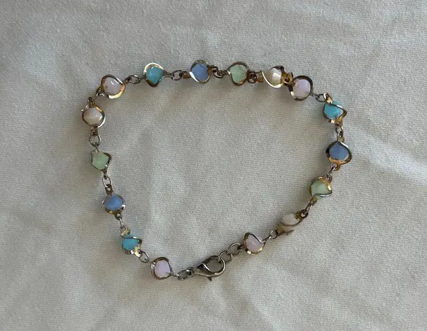 Bracelet Pastel Gemstone Beads Chain Lobster Clasp Excellent Condition Jewelry