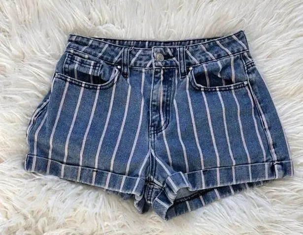 PacSun #48  High Waist Firework Stripe Denim Sewn Cuff Mom Short