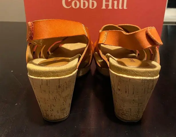 Cobb Hill by Rockport Alleah slingback wedge sandal size 9W Orange w/ cork sole