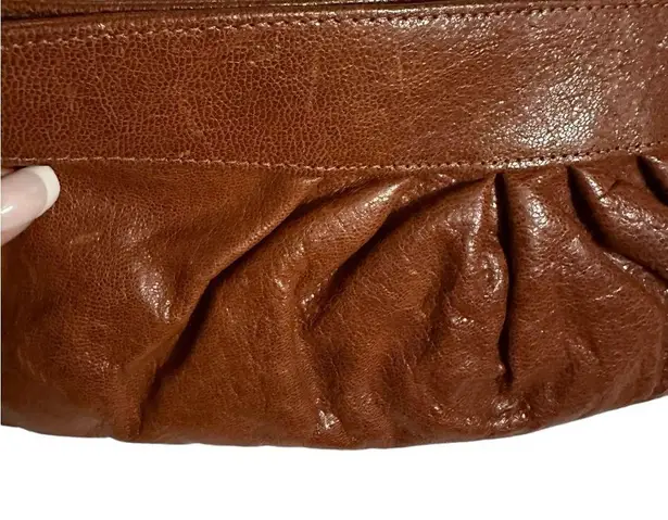 Lauren Merkin DISTRESSED LEATHER BROWN CLUTCH BAG