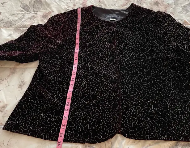 Maggie McNaughton Vintage Velvet Maroon With Gold Embroidery Button Up Blazer, size 24W