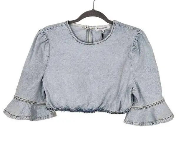 We Wore What Cropped Denim Top Size Medium NWT Denim Sexy Crop Top