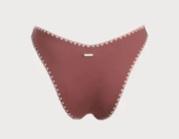 BERLOOK Tie Back Scoop Bikini Top AND Contrast Stitch Bikini Bottom 22 Red Size L