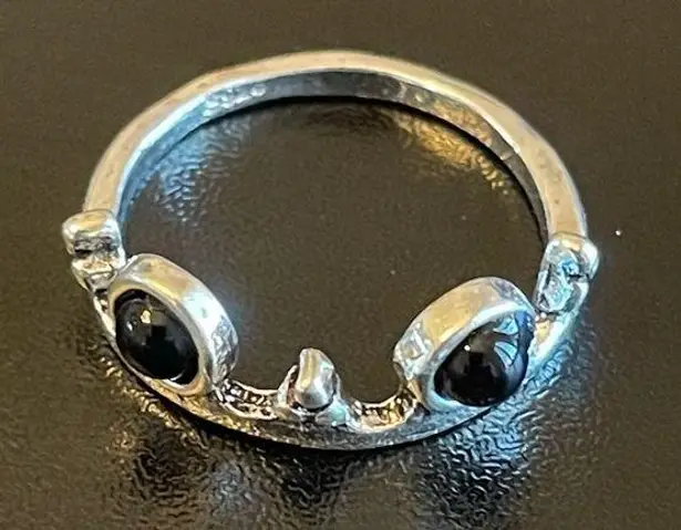 Onyx Black  S925 silver crown ring size 7