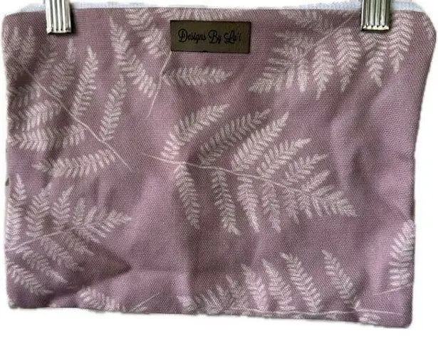 Handmade Designs By La'i Hawaiian Aloha Kupukupu Fern Leaves Cosmetic Zipper Bag Purple