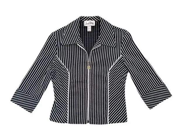 Joseph Ribkoff Vintage Ladies Full Zip Striped Jacket Size 8 Nautical