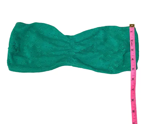 Turquoise Bandeau Floral Lace Bra Top | Teal Lace Strapless Top