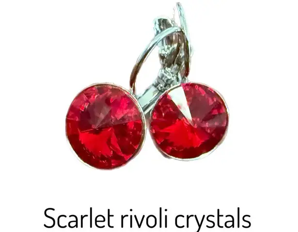 Handcrafted earrings with red sparkly Swarovski crystal
