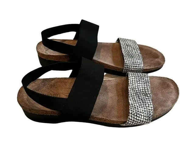 Munro Women's Pisces Sling Sandal, Wht/Blk Fabric Combo, Sz 9.5